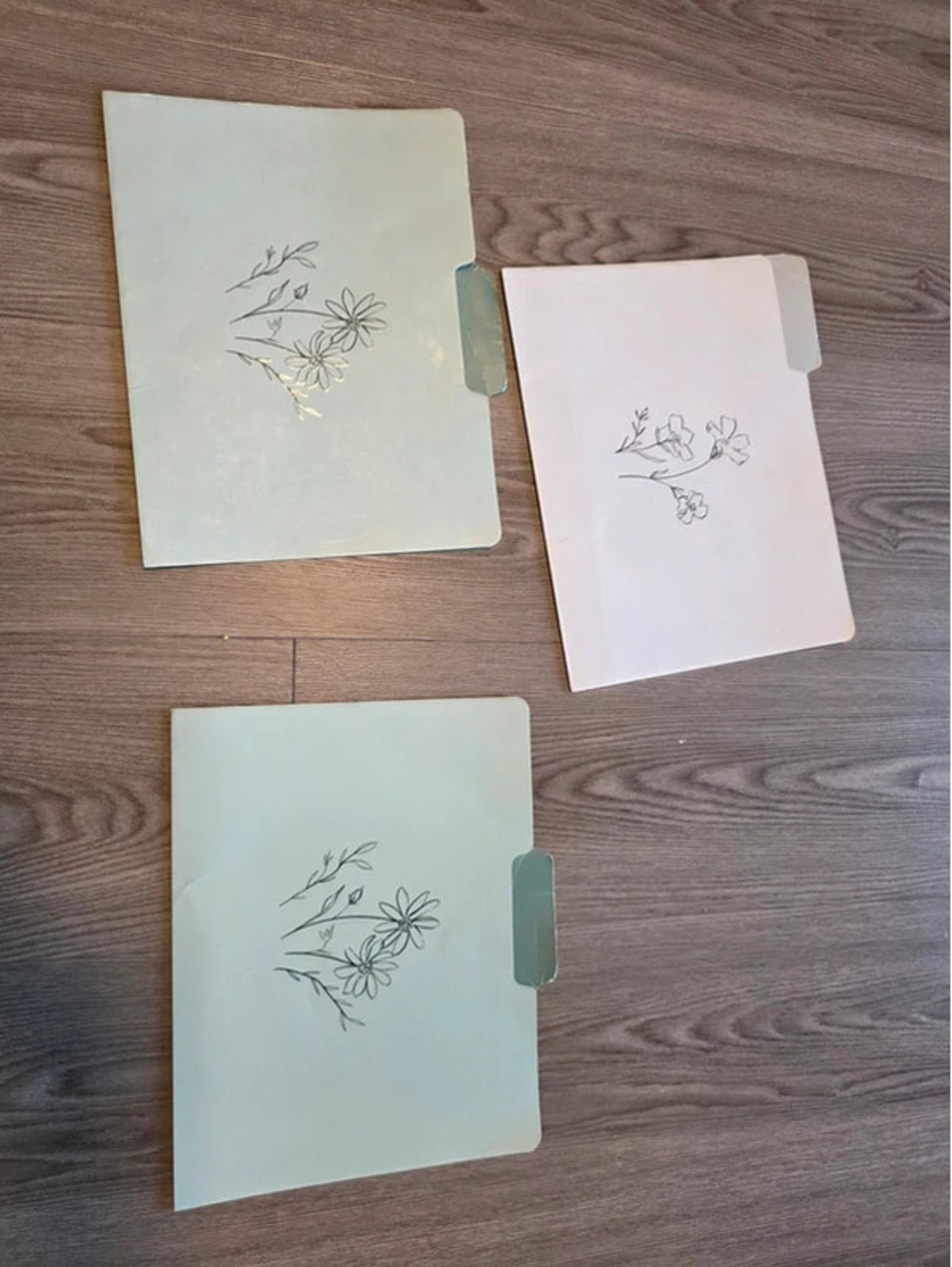 Set of 3 Vintage Floral File Folders